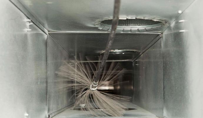 Duct cleaning process with equipment